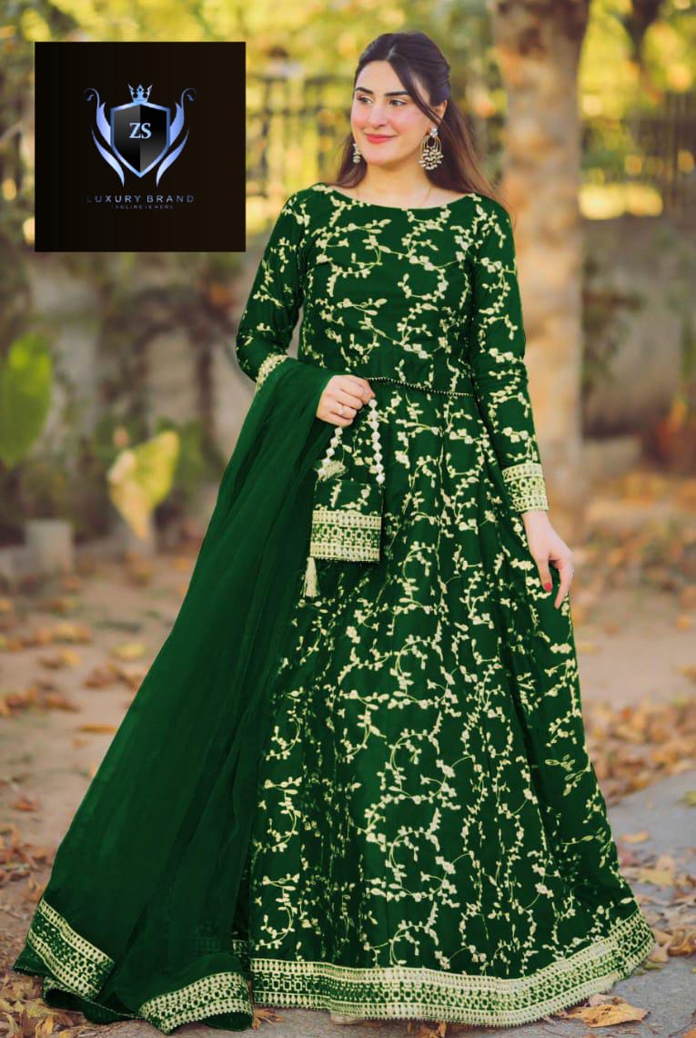 3-Piece Embroidered Top, Flared Skirt, and Ornate Dupatta with Eidi Potlii