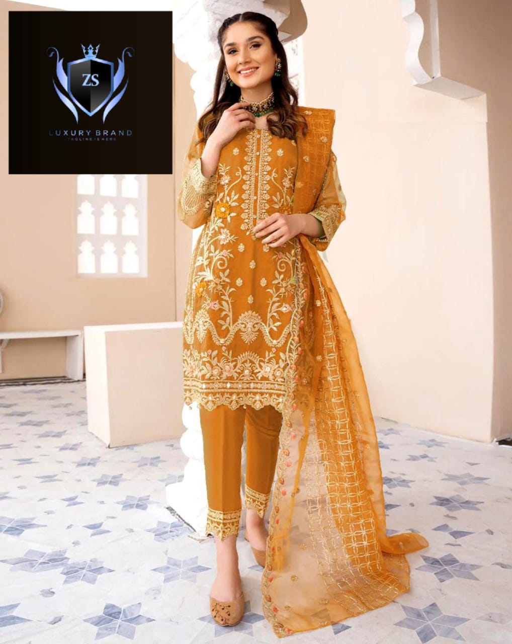 3Pcs Full Embroidered Shirt With Embroidered Dupatta