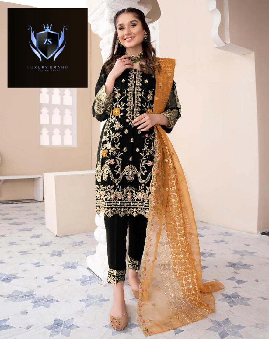 3Pcs Full Embroidered Shirt With Embroidered Dupatta