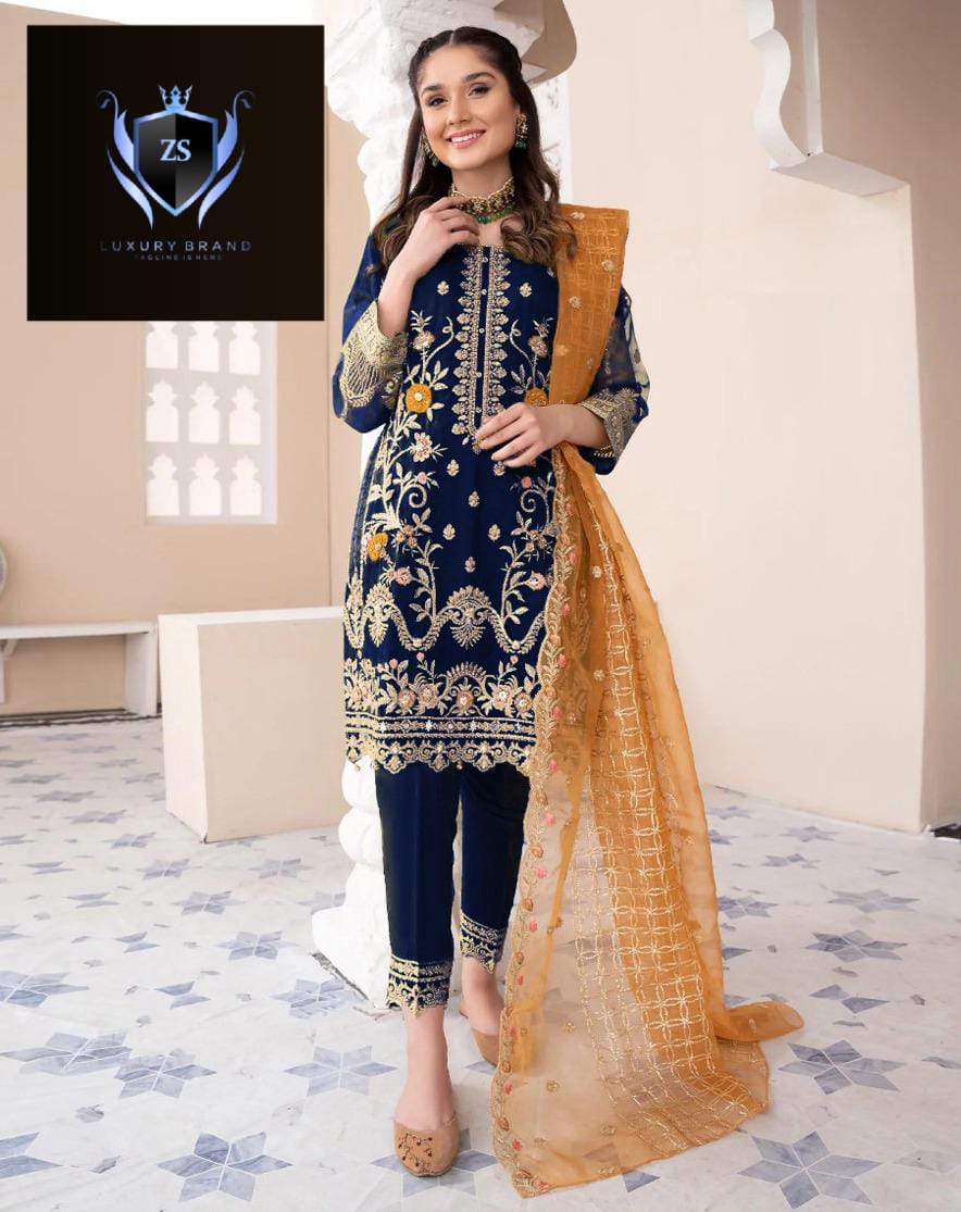 3Pcs Full Embroidered Shirt With Embroidered Dupatta