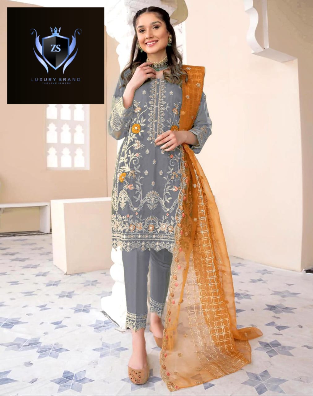 3Pcs Full Embroidered Shirt With Embroidered Dupatta