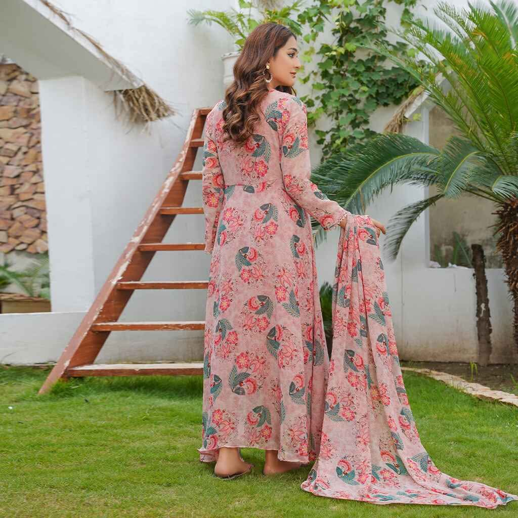 Imported Print Shaffon Maxi 3 pis With Shaffon 2.5 Meter printed Dupatta