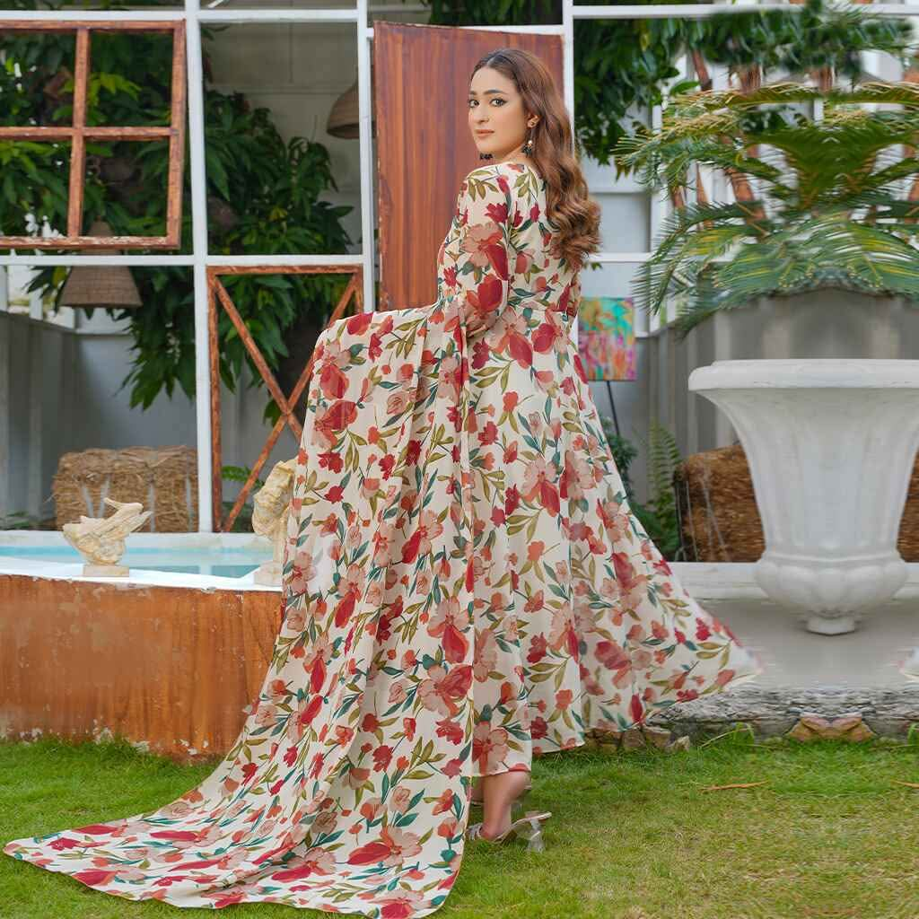 Imported Print Shaffon Maxi 3 pis With Shaffon 2.5 Meter printed Dupatta